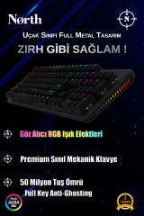 North Shield Blue Switch Türkçe RGB Mekanik Gaming Klavye