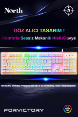 North Paladin Mekanik Hisli Türkçe RGB Beyaz Gaming Klavye