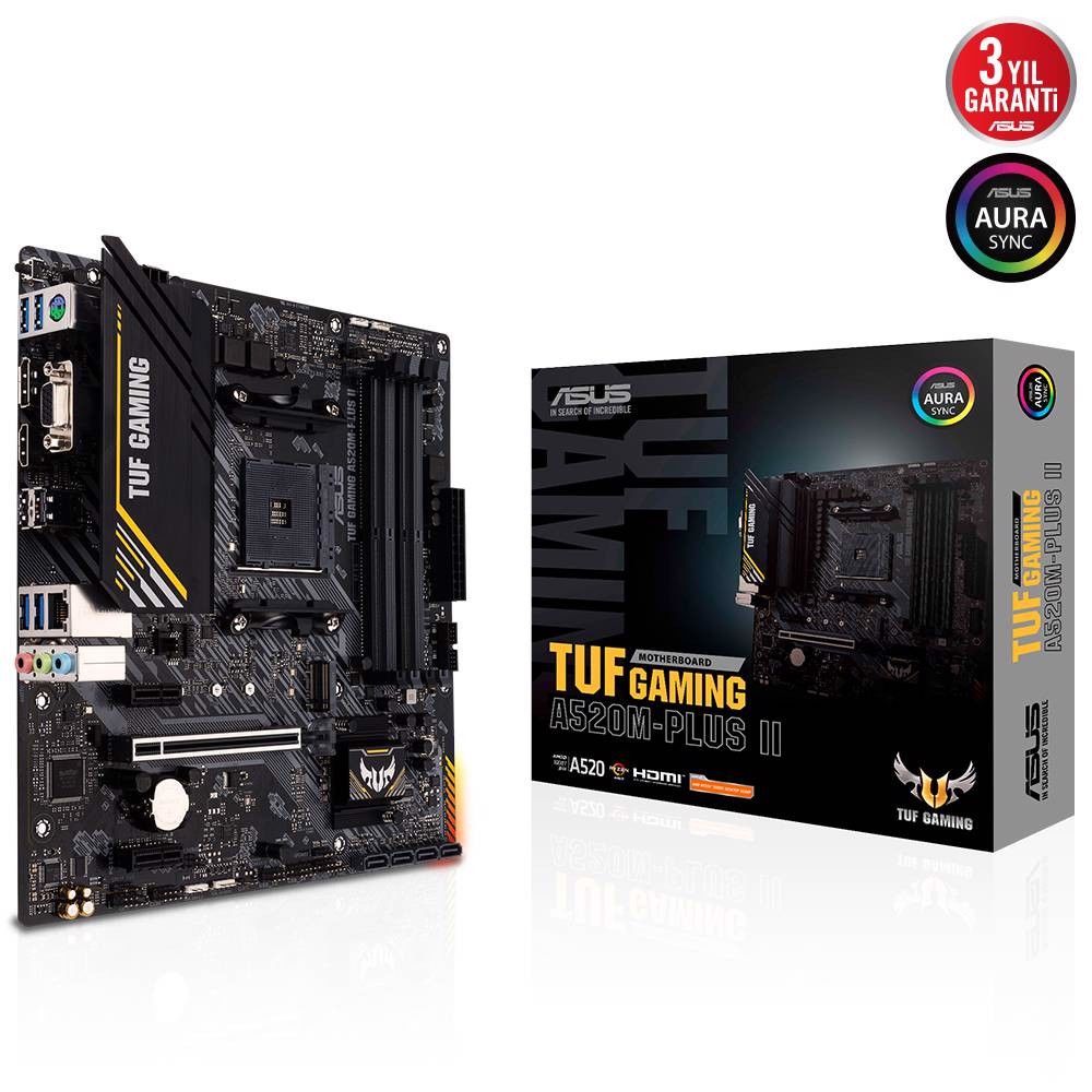 ASUS TUF GAMING A520M-PLUS II 4800MHz(OC) DDR4 Soket AM4 M.2 HDMI DP VGA mATX Anakart