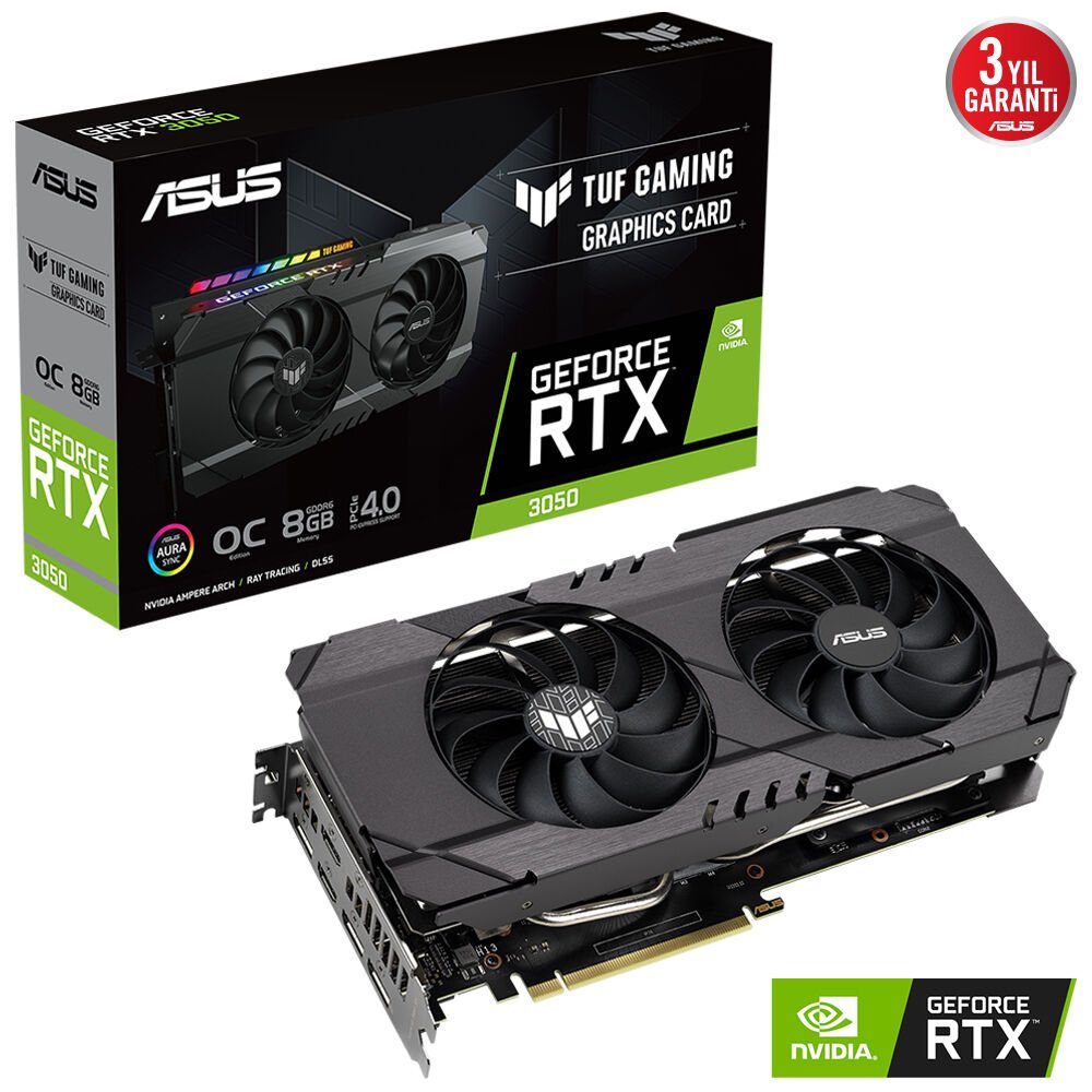 ASUS TUF GAMING GeForce RTX 3050 OC GDDR6 8GB 128 Bit Ekran Kartı