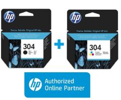 HP 304 Siyah N9k06ae + 304 Renkli N9k05ae Orijinal Kartuş Seti
