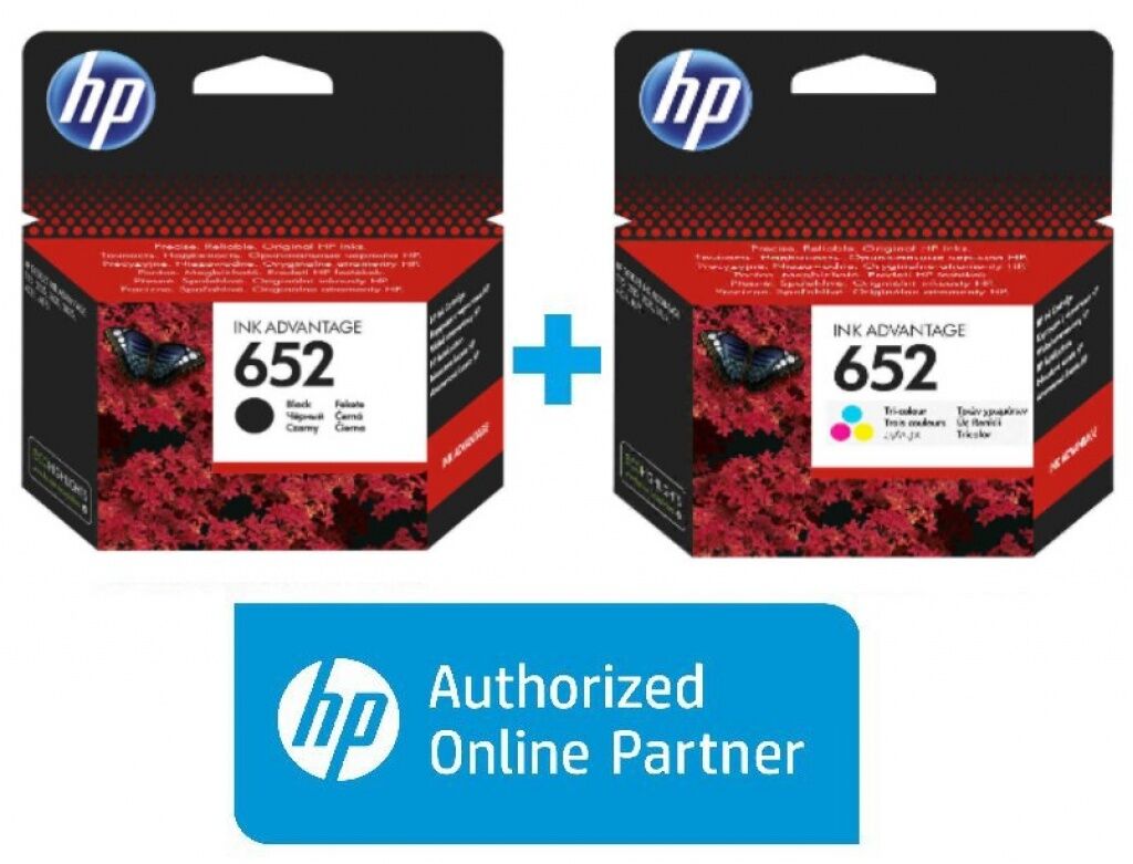 HP 652 Siyah + 652 Renkli F6v24ae Orijinal Kartuş Seti F6V25AE / F6V24AE