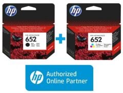 HP 652 Siyah + 652 Renkli F6v24ae Orijinal Kartuş Seti F6V25AE / F6V24AE