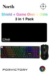 North Shield Mekanik Oyuncu Klavyesi + Game Over Oyuncu Mouse + Odin Oyuncu Mousepad Vip Bundle