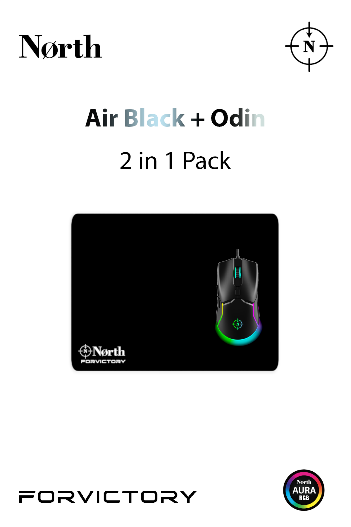 North Air RGB Oyuncu Mouse + Odin Oyuncu Mousepad Gaming Bundle