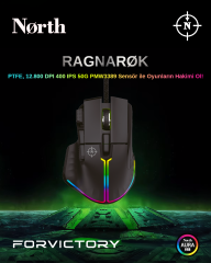 North Ragnarok RGB 12.800 DPI 400 IPS 50G PMW3389 Profesyonel Makrolu Gaming Oyuncu Mouse