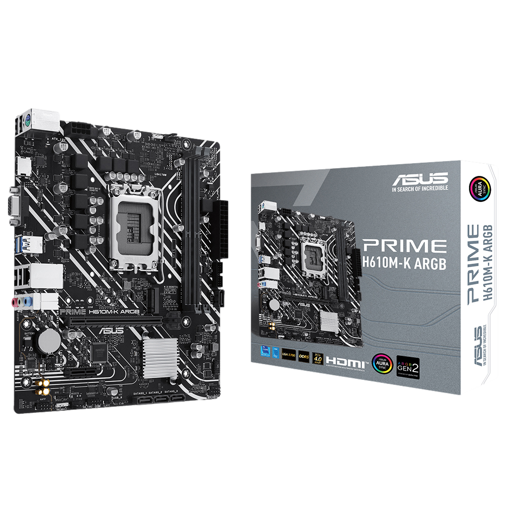 ASUS PRIME H610M-K ARGB 5600MHz DDR5 Soket 1700 M.2 HDMI VGA mATX Anakart