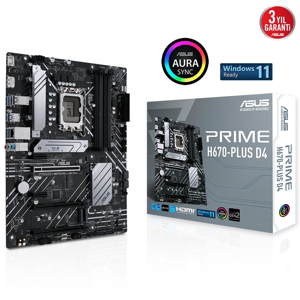 ASUS PRIME H670-PLUS 5066MHz(OC) DDR4 Soket 1700 M.2 HDMI DP mATX Anakart