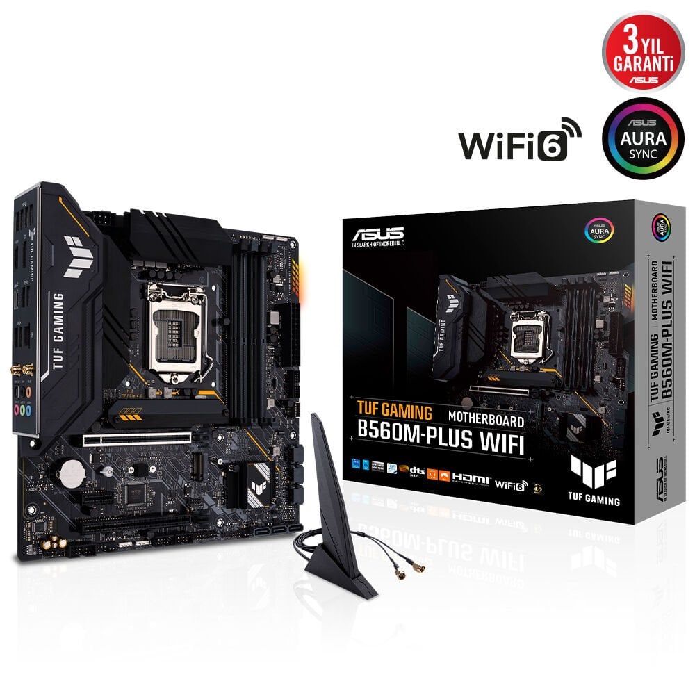 ASUS TUF GAMING B560M-PLUS WIFI 5000MHz(OC) DDR4 Soket 1200 M.2 HDMI DP WIFI mATX Anakart