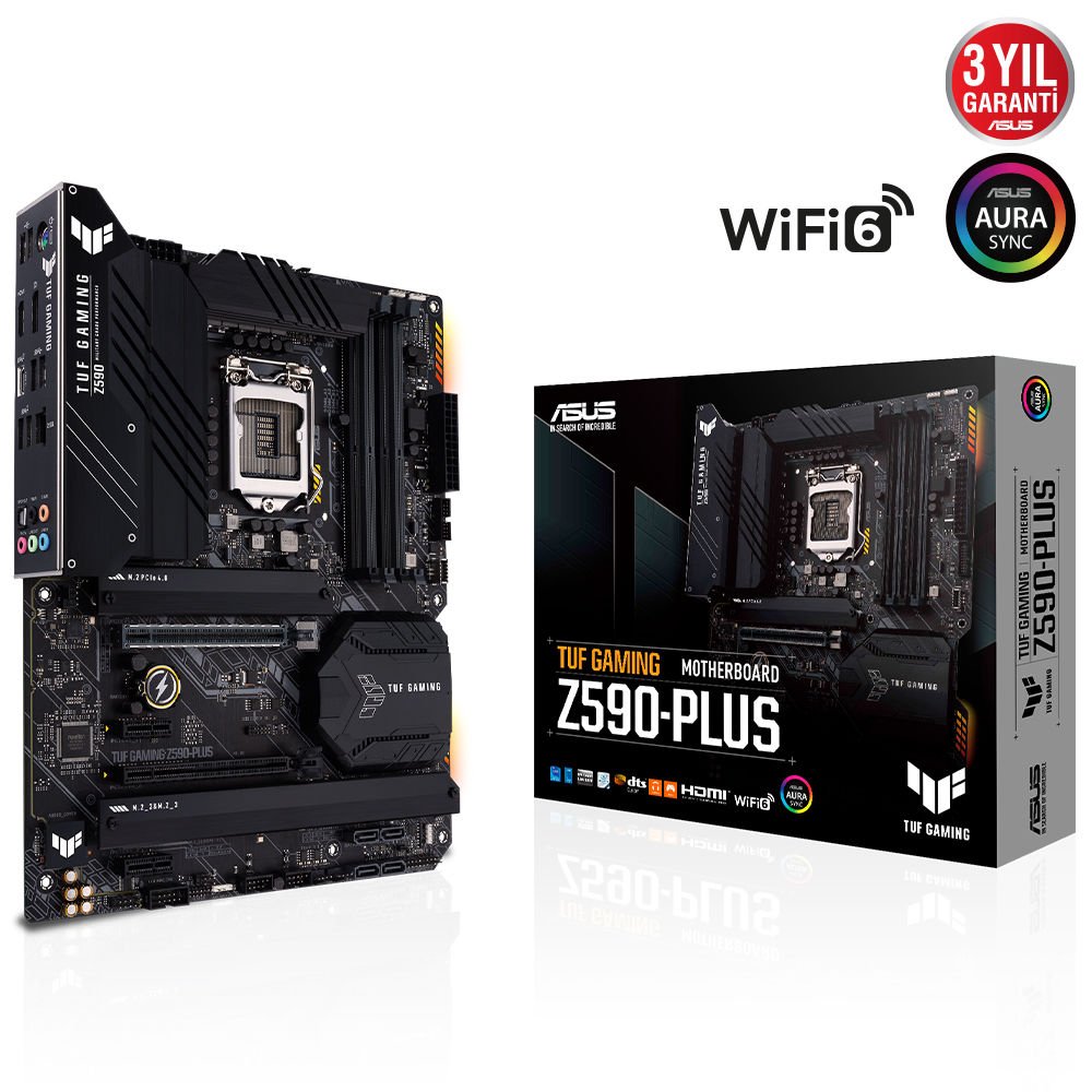ASUS TUF GAMING Z590-PLUS 5133MHz(OC) DDR4 Soket 1200 M.2 HDMI DP ATX Anakart