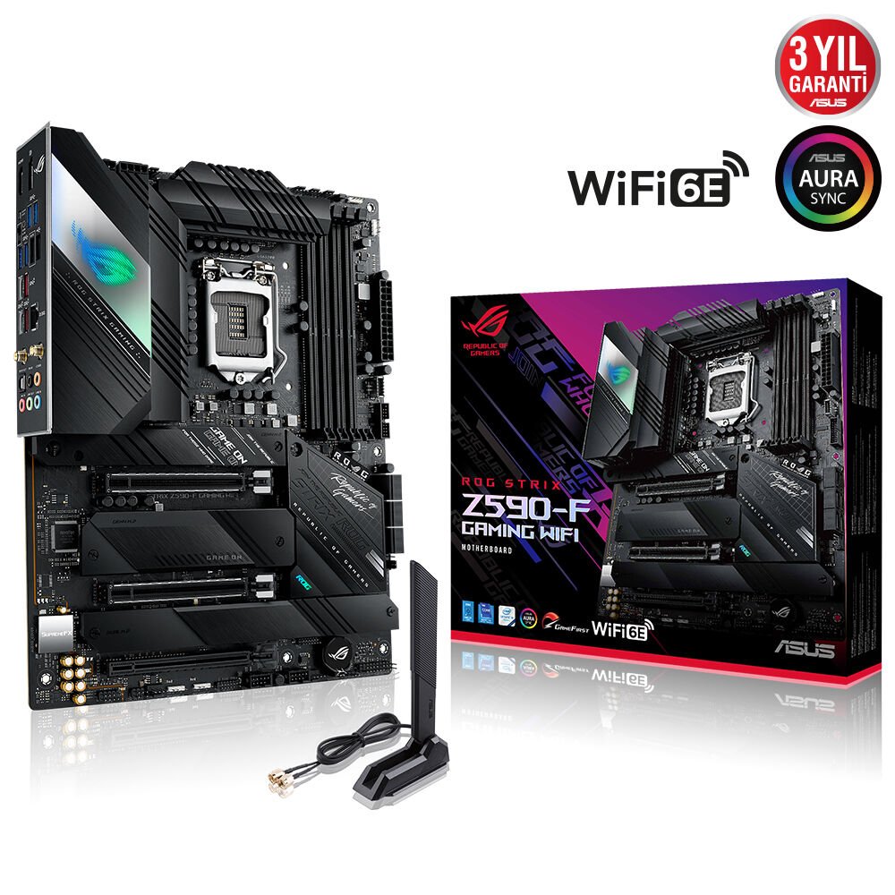 ASUS ROG STRIX Z590-F GAMING WIFI 5333MHz(OC) DDR4 Soket 1200 M.2 HDMI DP ATX Anakart