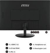 MSI 27 PRO MP271 75Hz 5ms 1xHDMI VGA FHD IPS FHD Monitör