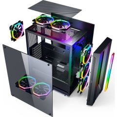 GameBooster GB-G3601B RGB Tempered Glass USB 3.0 Mid Tower Kasa