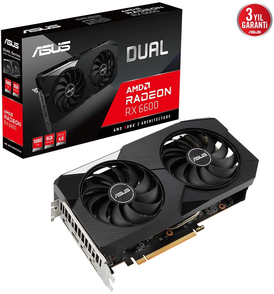 ASUS Radeon RX 6600 DUAL V2 8GB GDDR6 128 Bit Ekran Kartı