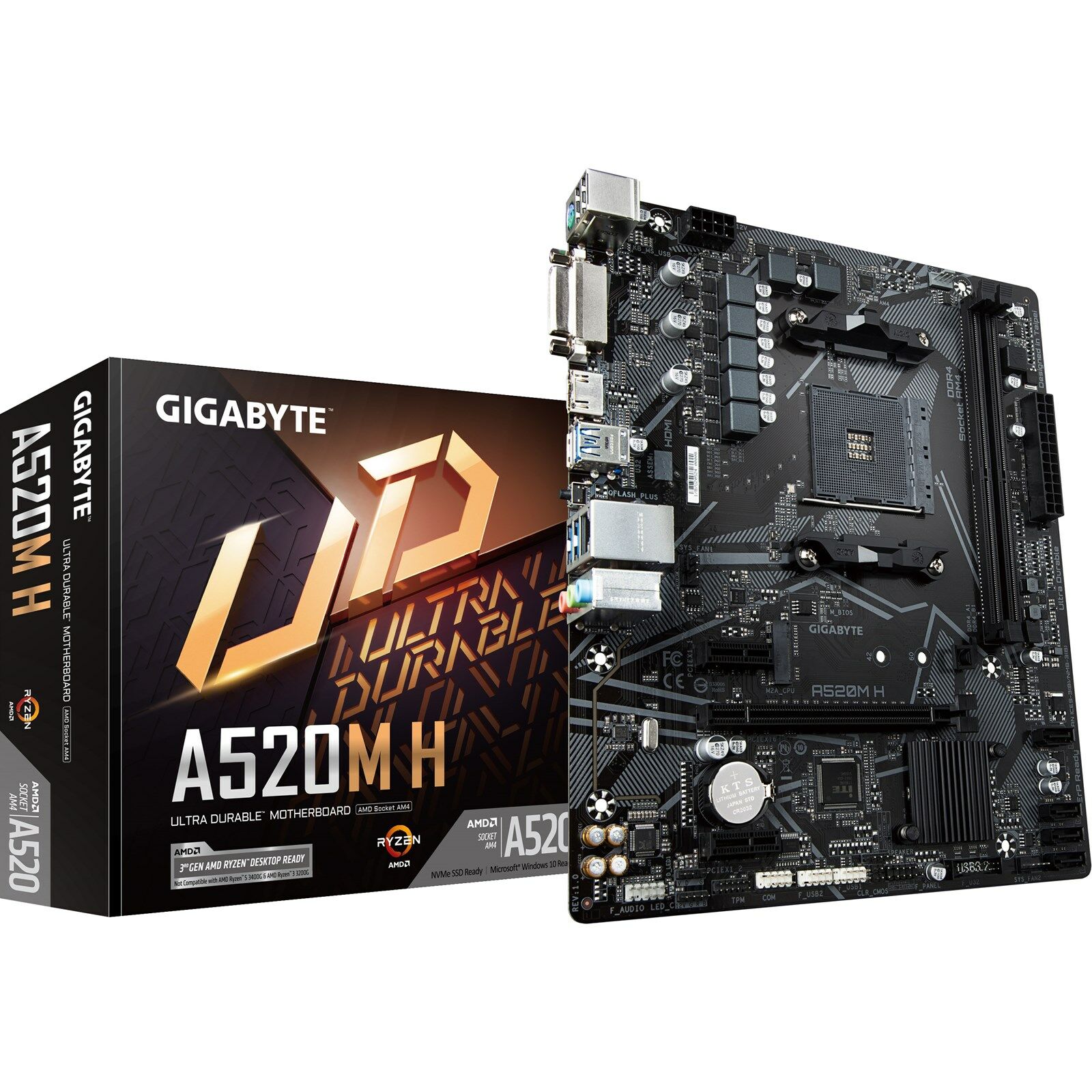 GIGABYTE A520M-H 4266Mhz(OC) DDR4 Soket AM4 M.2 DVI HDMI mATX Anakart
