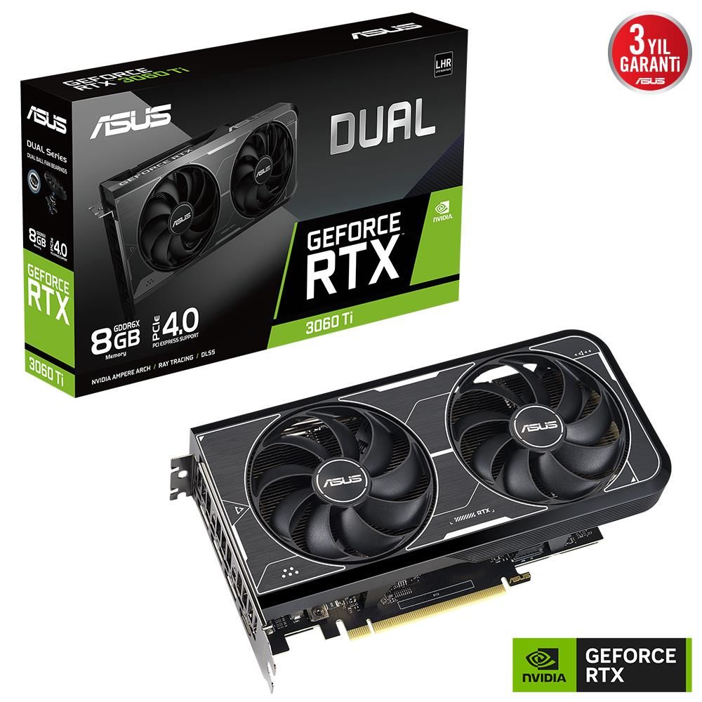ASUS GeForce RTX 3060 Ti DUAL OC Edition 8GB GDDR6X 256 Bit LHR Ekran Kartı