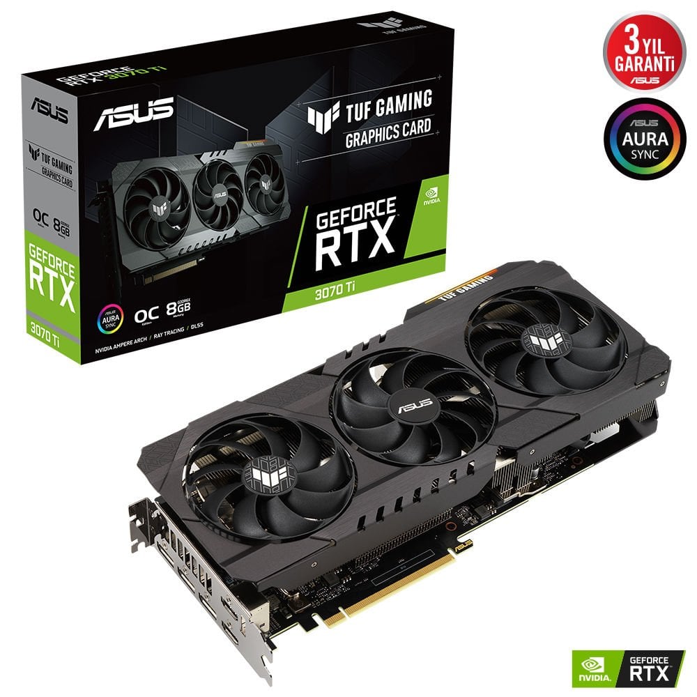 ASUS TUF GAMING OC GeForce RTX 3070 Ti 8G OC GDDR6X 256 Bit LHR Ekran Kartı
