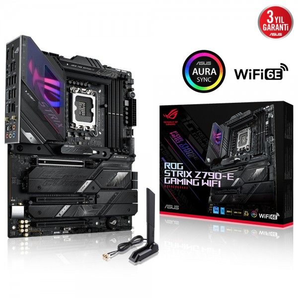 ASUS ROG STRIX Z790-E GAMING WIFI 7800MHz(OC) DDR5 Soket 1700 M.2 HDMI DP ATX Anakart