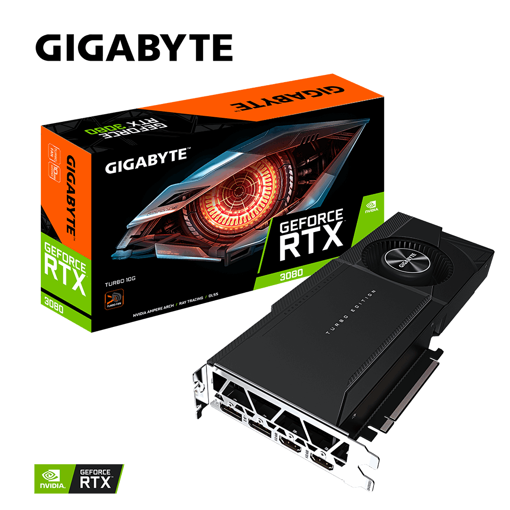 GIGABYTE NVIDIA 10GB 320 Bit RTX3080 TURBO GDDR6X 2.0 Ekran Kartı (GV-N3080TURBO-10GD)