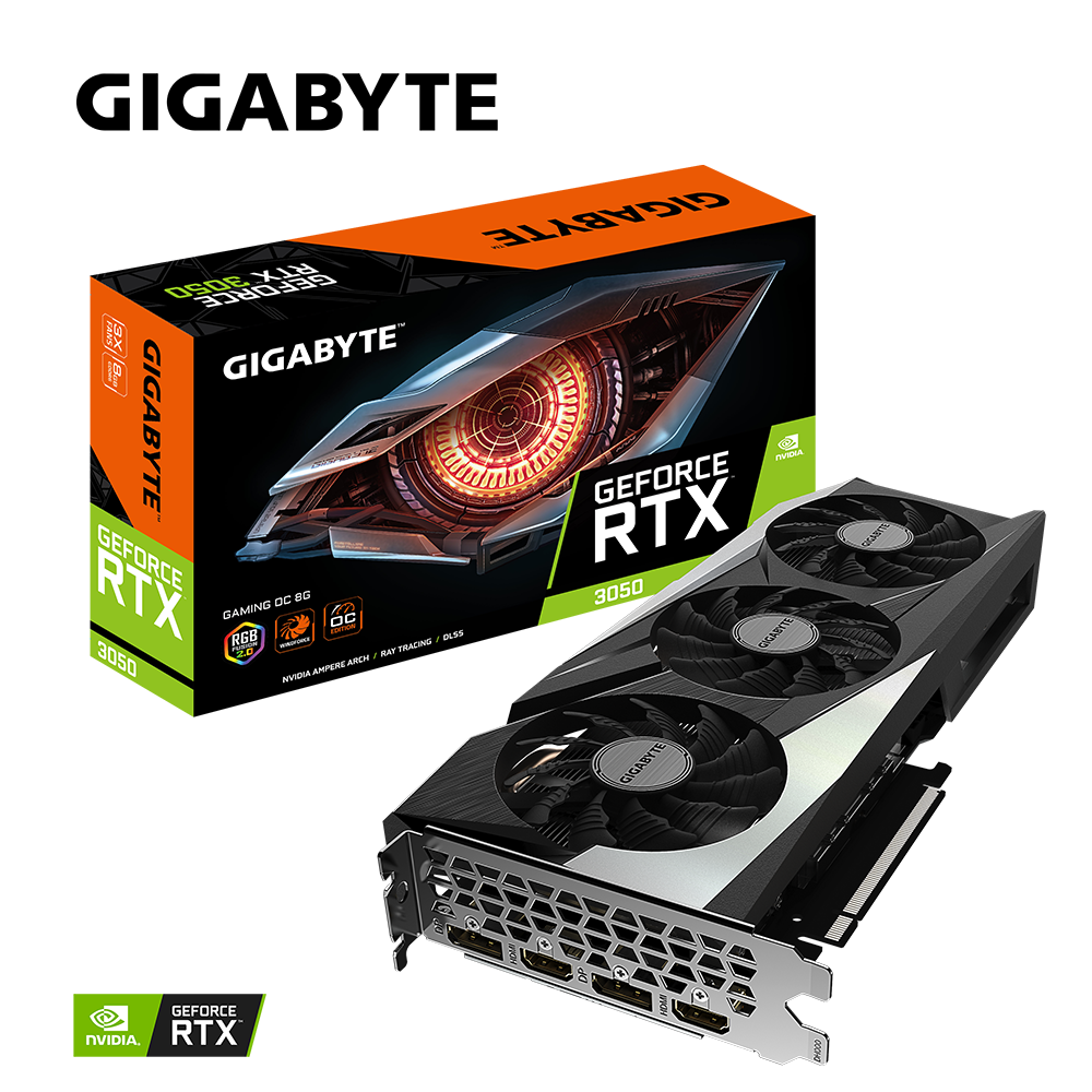 Gigabyte GeForce RTX3050 Gaming OC 8G GV-N3050GAMING OC-8GD 8GB GDDR6 128Bit RGB Gaming Ekran Kartı