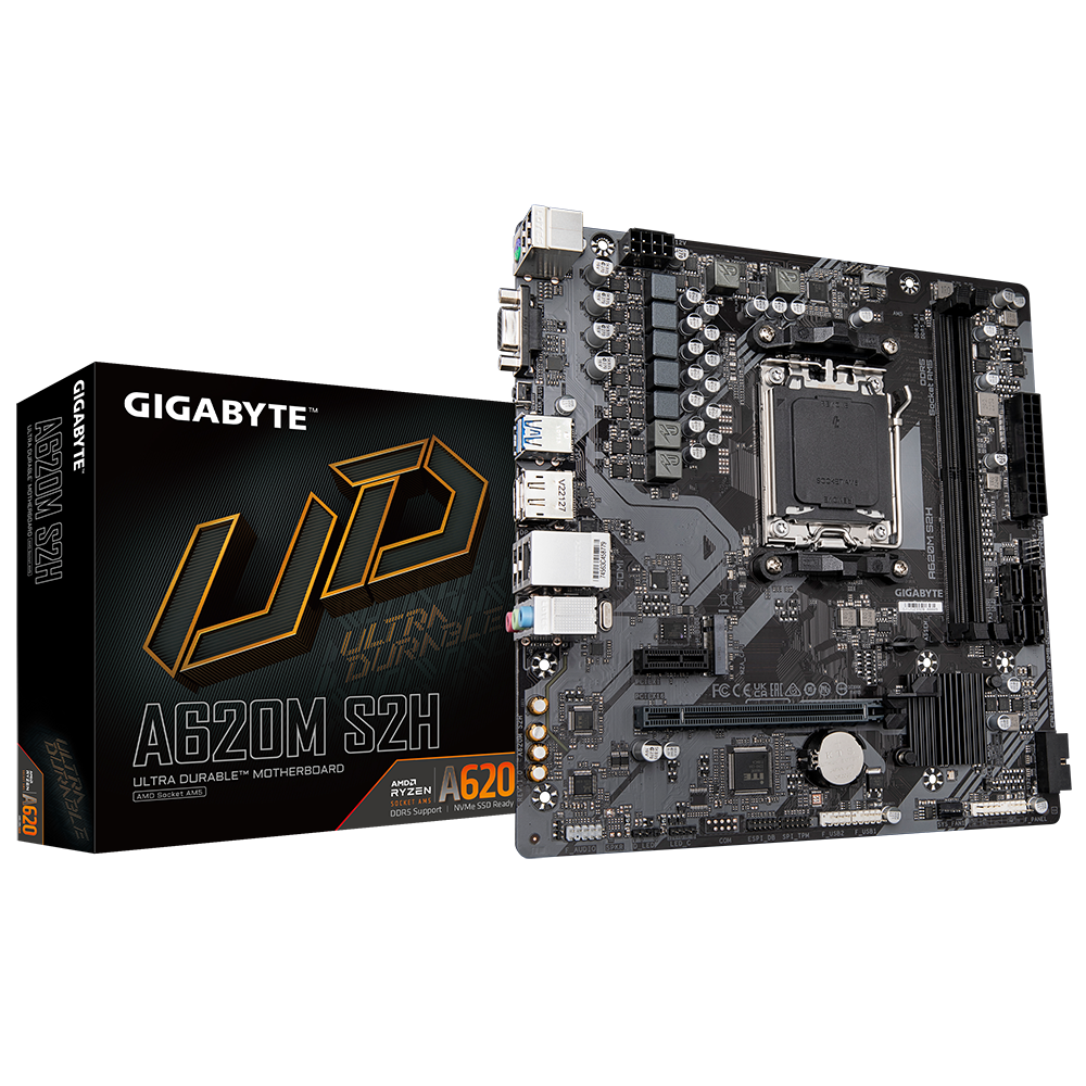 GIGABYTE A620M S2H 6400MHz(OC) DDR5 Soket AM5 M.2 HDMI DP D-Sub mATX Anakart