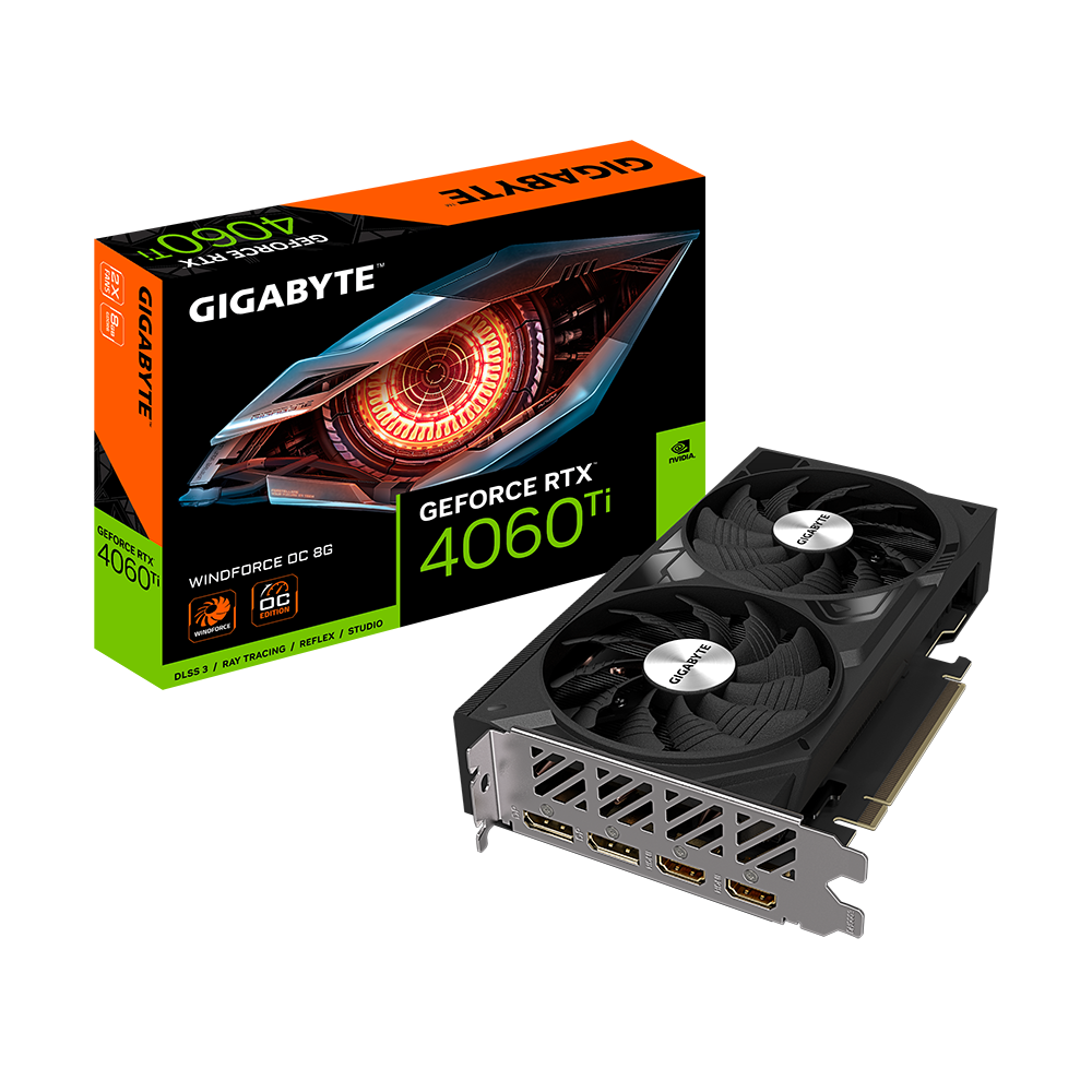 Gigabyte GeForce RTX 4060 Ti Windforce OC 8G GV-N406TWF2OC-8GD GDDR6 128Bit DX12 DLSS 3 Gaming (Oyuncu) Ekran Kartı
