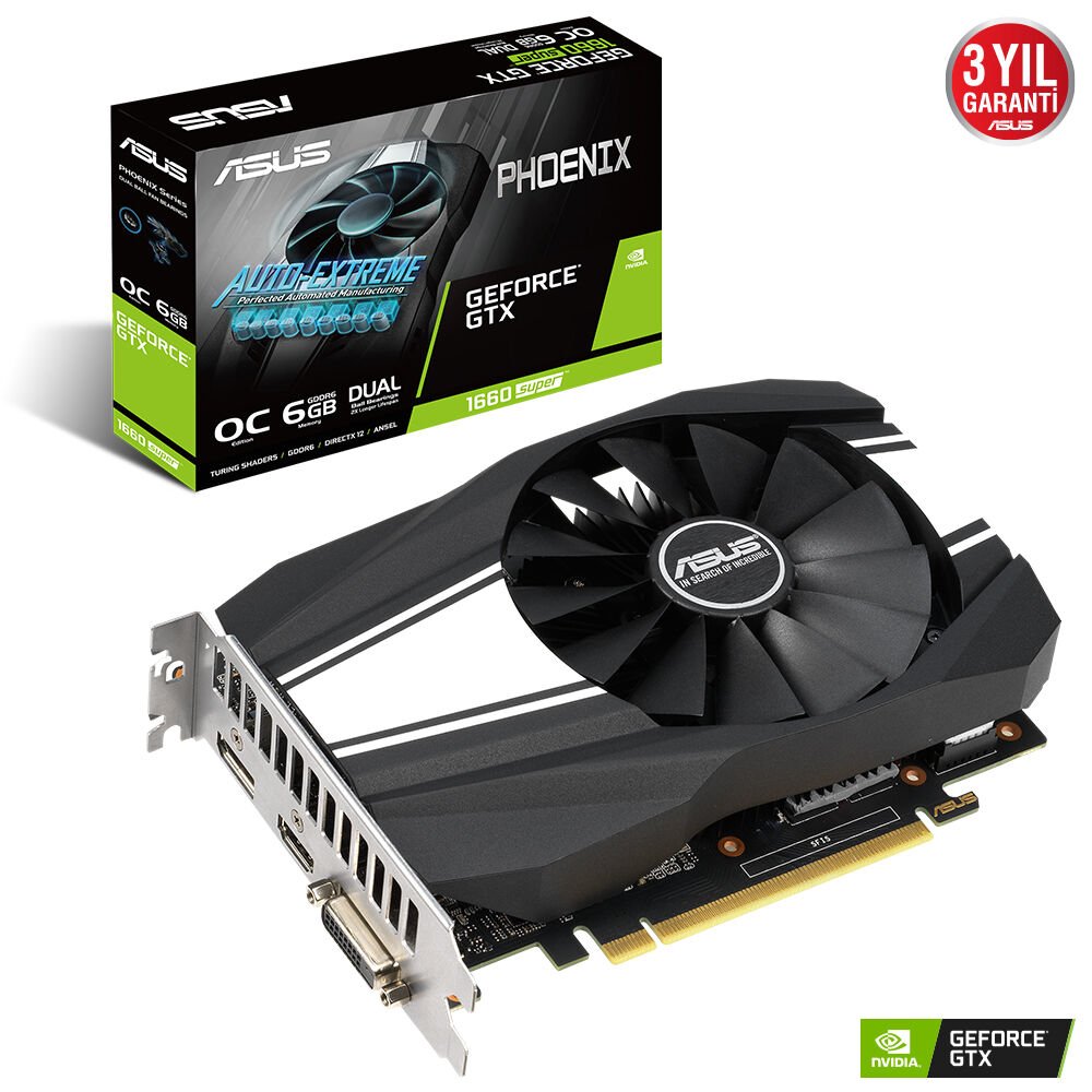 ASUS GeForce GTX 1660 SUPER Phoenix OC 6GB DDR6 192Bit DX12 Nvidia Ekran Kartı