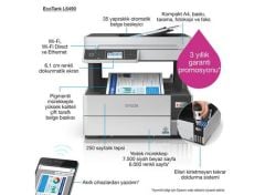 EPSON EcoTank L6490 Yazıcı Tarayıcı Fotokopi Faks Wi-F Direct Inkjet Beyaz Tanklı Yazıcı (Orjinal Mürekkepli)